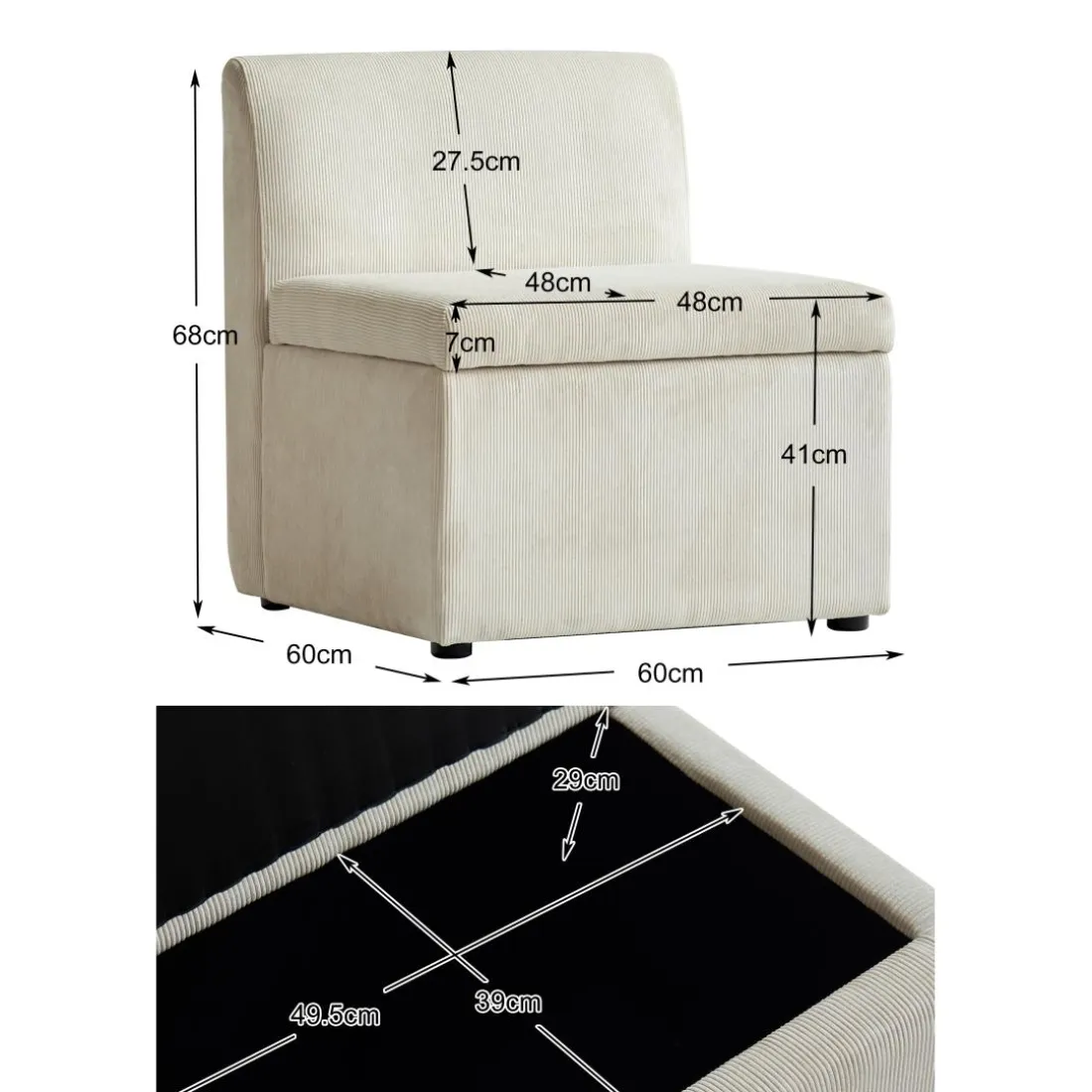 Canapé modulable VARDE design scandinave raffiné en velours côtelé avec mousse