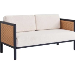 Canape 2/3 Places en Metal Cannage Blanc