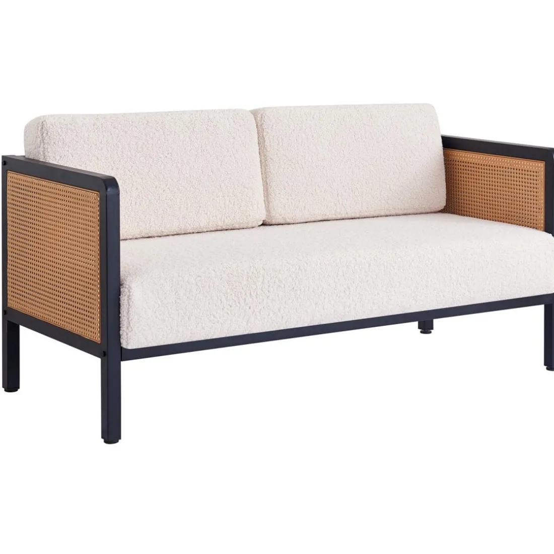 Canape 2/3 Places en Metal Cannage Blanc