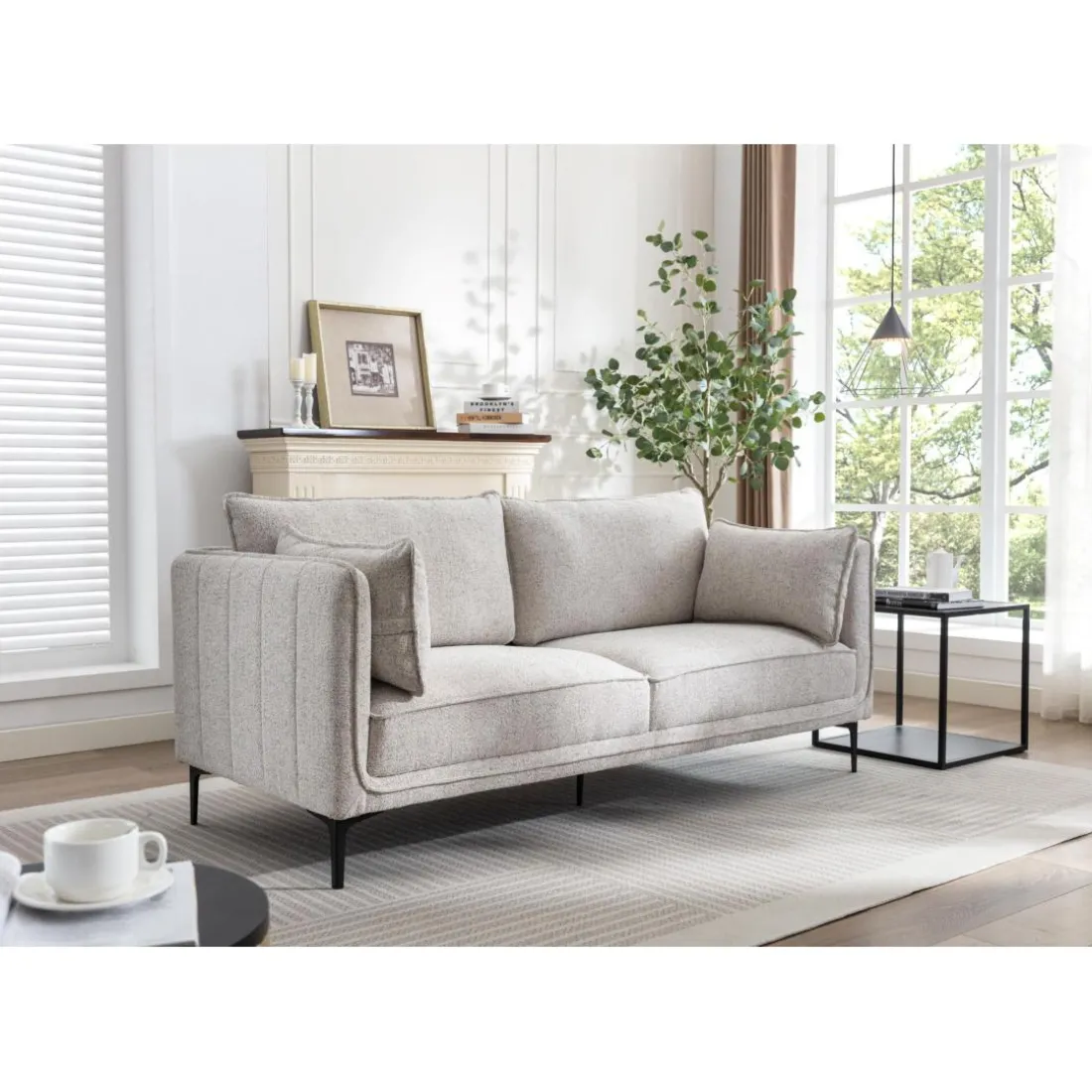 Canape 3 places en Metal gris