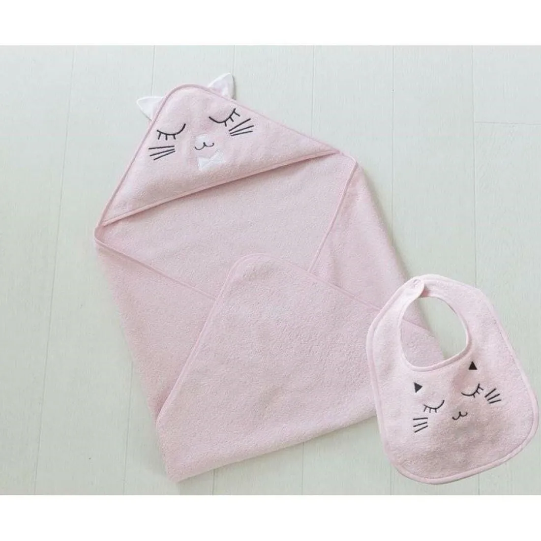 Cape de bain + ba animaux - Rose