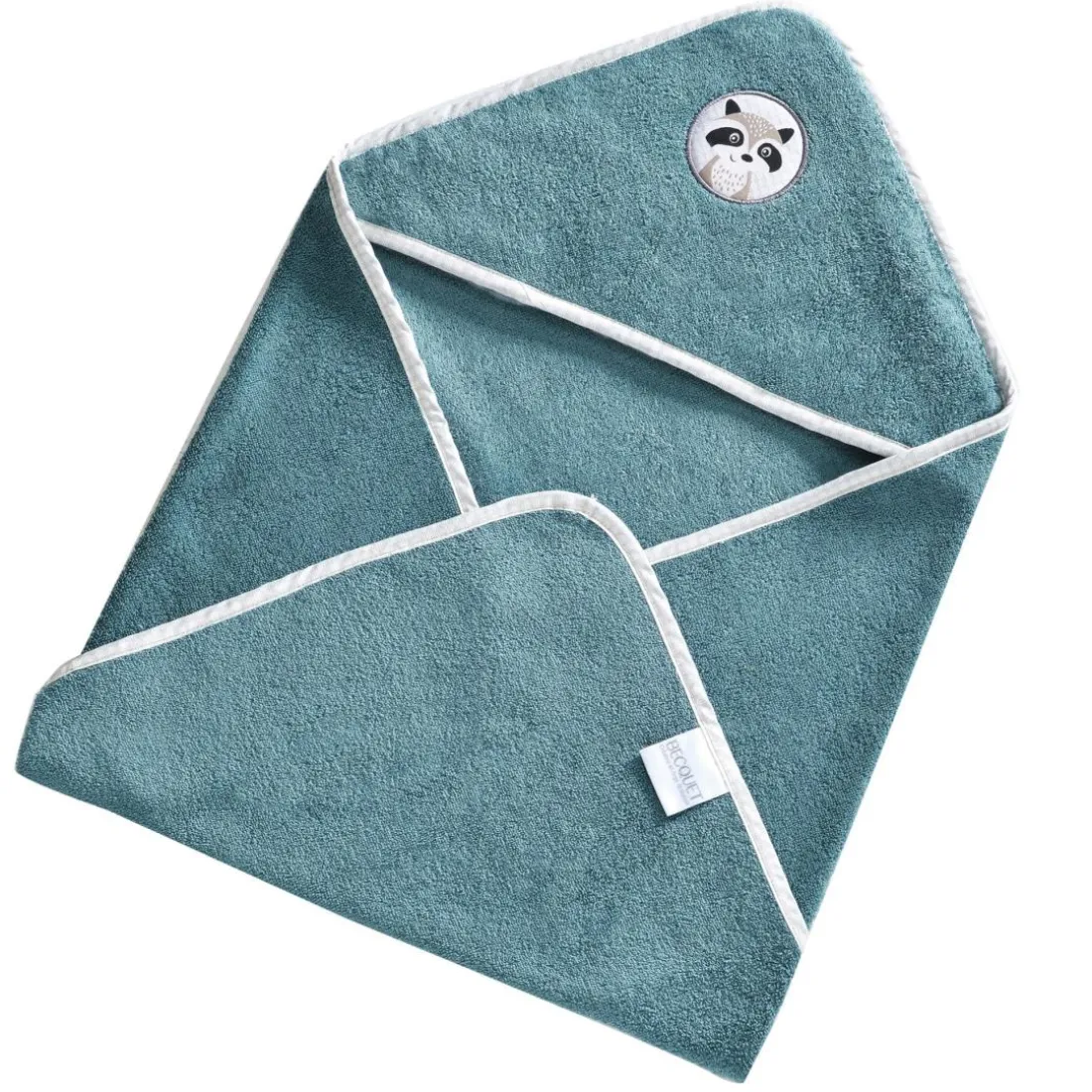 Cape de bain en coton 70 x 70 cm PETITES BETES bleu raton