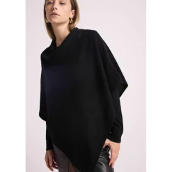 Cape poncho femme ZARINA en cachemire noir