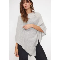 Cape poncho femme ZARINA en cachemire gris perle