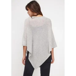 Cape poncho femme ZARINA en cachemire gris perle