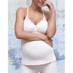 Caraco d'allaitement rose Cache Coeur Lingerie en viscose