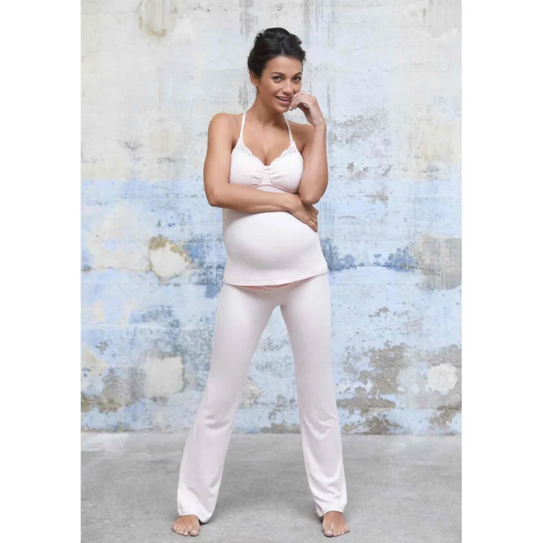 Caraco d'allaitement rose Cache Coeur Lingerie en viscose