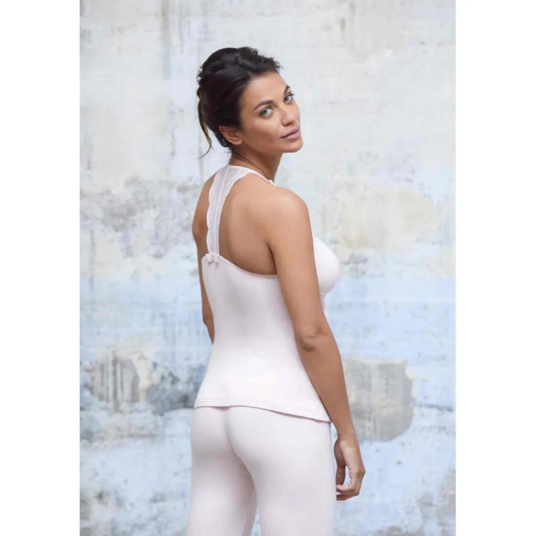 Caraco d'allaitement rose Cache Coeur Lingerie en viscose