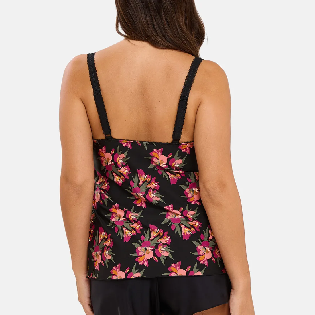 Caraco pyjama Oriane Bouquets Noir & Rose
