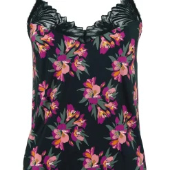 Caraco pyjama Oriane Bouquets Noir & Rose