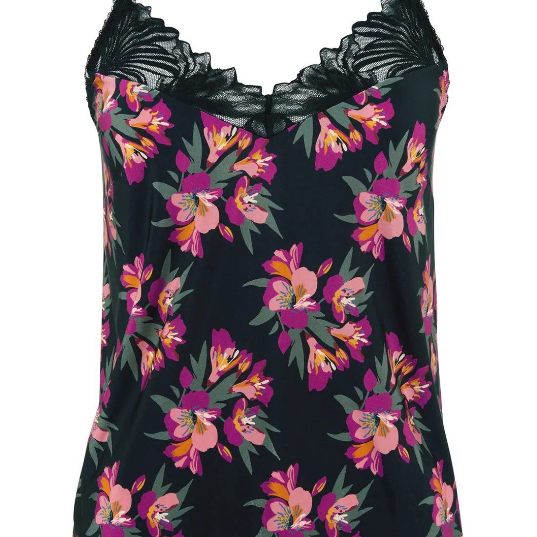 Caraco pyjama Oriane Bouquets Noir & Rose