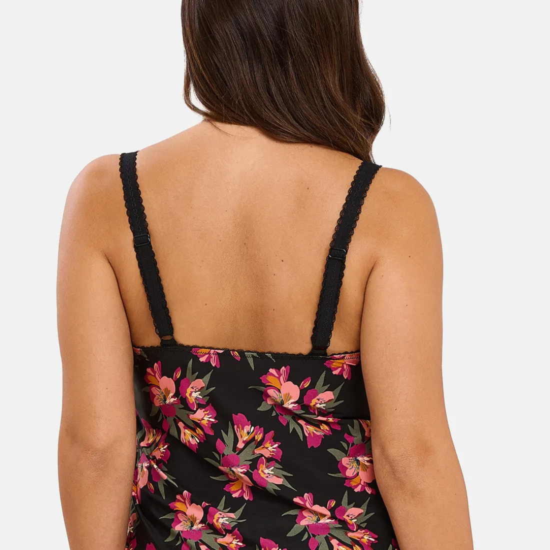 Caraco pyjama Oriane Bouquets Noir & Rose