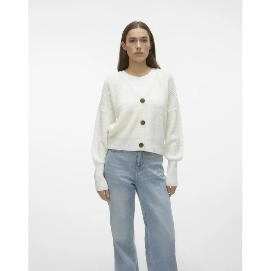 Cardigan col en v Blanc