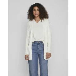 Cardigan col fendu blanc en viscose