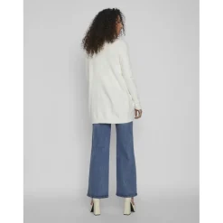 Cardigan col fendu blanc en viscose