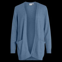 Cardigan col fendu bleu en viscose Yael