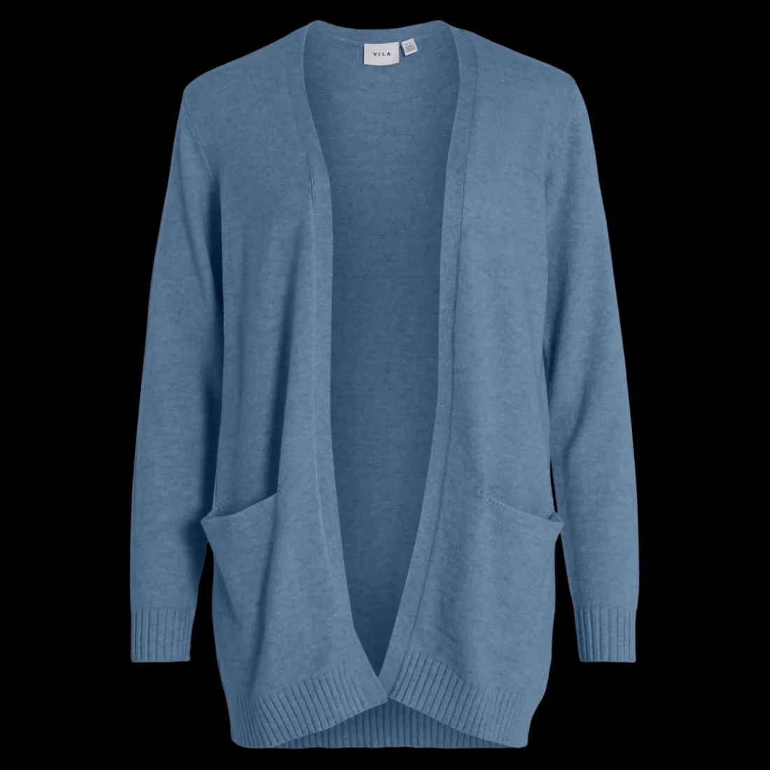 Cardigan col fendu bleu en viscose Yael
