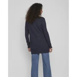 Cardigan col fendu bleu en viscose Daisy