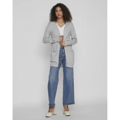Cardigan col fendu gris en viscose Faye