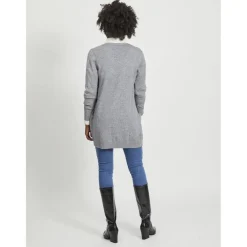 Cardigan col fendu gris en viscose Ida