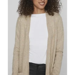 Cardigan col fendu marron en viscose Lana