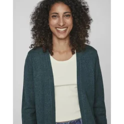 Cardigan col fendu turquoise en viscose Ivy