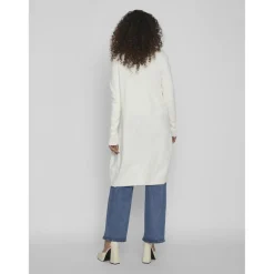 Cardigan col fendu poignets côtelés blanc en viscose