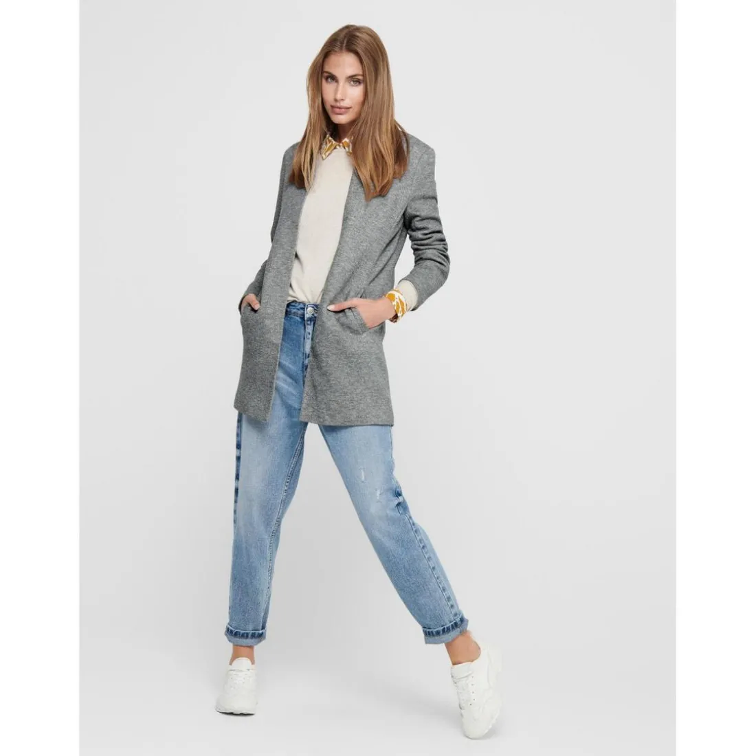 Cardigan Col italien gris