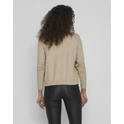 Cardigan en maille poignets côtelés col fendu marron clair