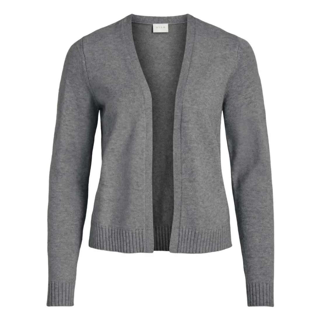 Cardigan en maille poignets côtelés col fendu Lise gris