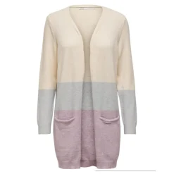 Cardigans en maille Rayures Col en V Manches longues Coupe plus longue beige Fern