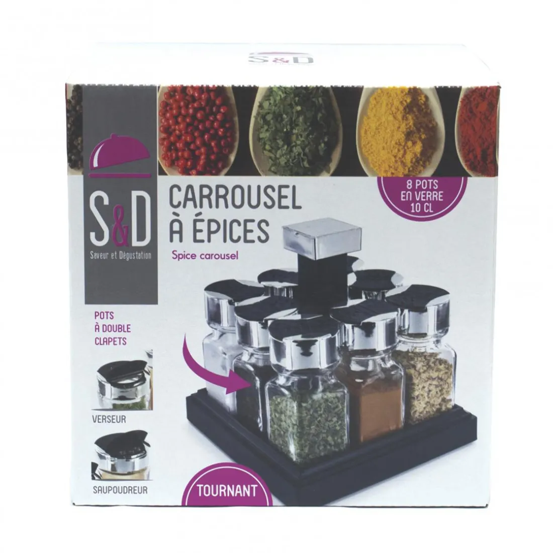 Carrousel Carre 8 pots couvercle plastique HALLIE