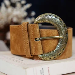 Ceinture camel AKON en cuir