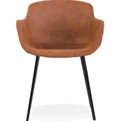 Chaise avec accoudoirs 'DERBY' en microfibre brune