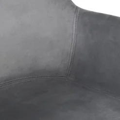 Chaise avec accoudoirs 'FRIDA' en velours gris et pieds en bois naturel