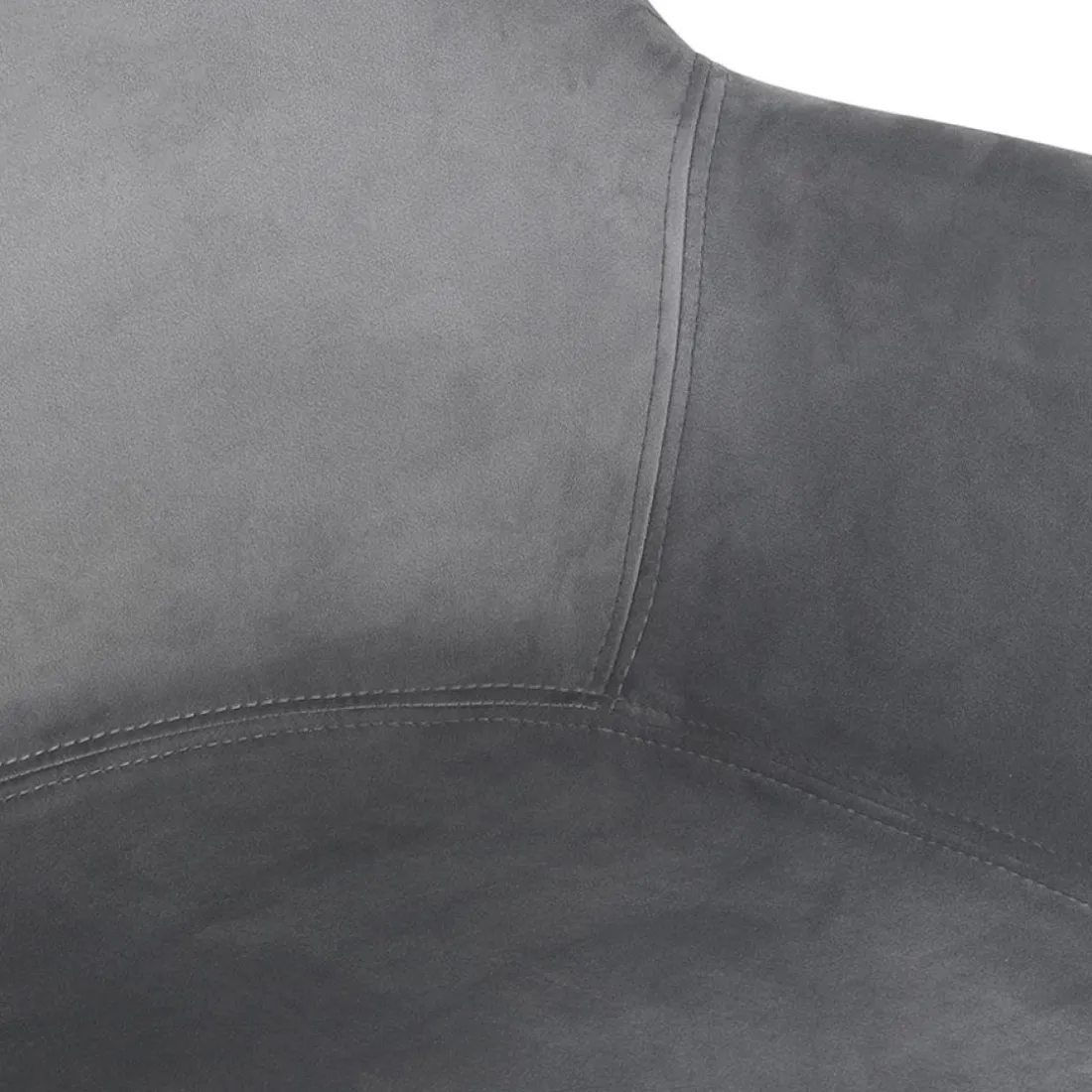 Chaise avec accoudoirs 'FRIDA' en velours gris et pieds en bois naturel