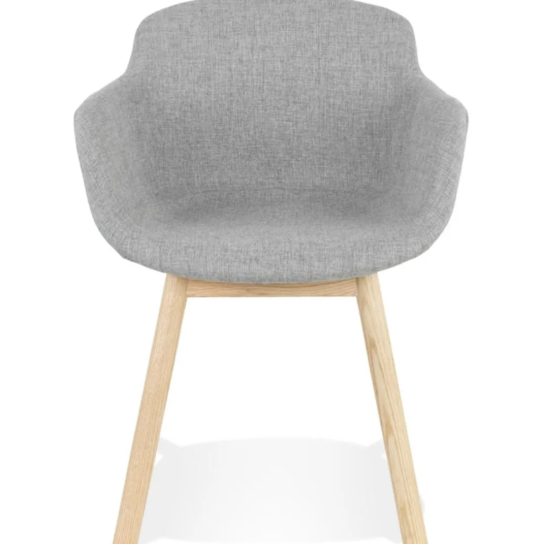 Chaise avec accoudoirs 'LAMBIC' en tissu gris clair et pieds en bois naturel
