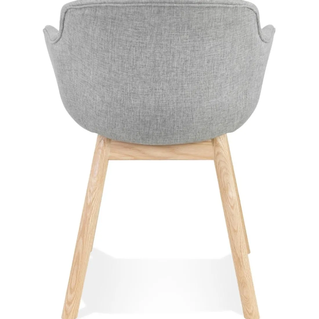 Chaise avec accoudoirs 'LAMBIC' en tissu gris clair et pieds en bois naturel