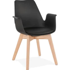 Chaise avec accoudoirs 'MISTRAL' noire style scandinave