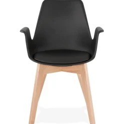 Chaise avec accoudoirs 'MISTRAL' noire style scandinave