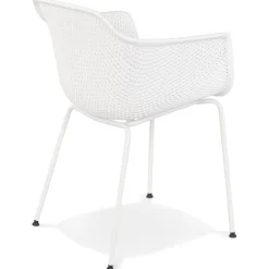Chaise avec accoudoirs perforée 'DRAK' blanche