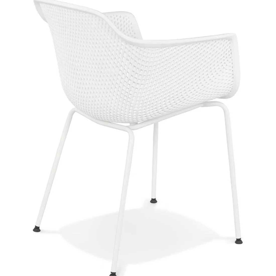 Chaise avec accoudoirs perforée 'DRAK' blanche