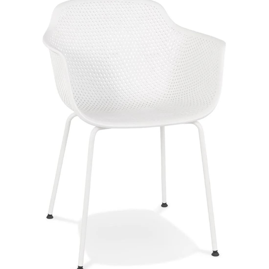 Chaise avec accoudoirs perforée 'DRAK' blanche