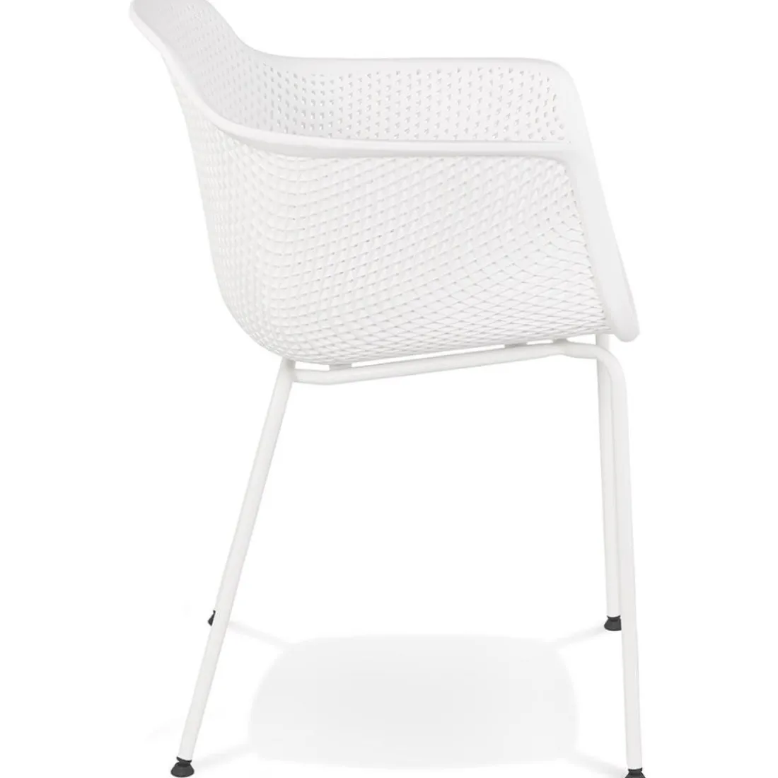 Chaise avec accoudoirs perforée 'DRAK' blanche