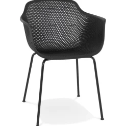 Chaise avec accoudoirs perforée 'DRAK' noire