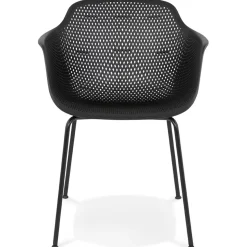 Chaise avec accoudoirs perforée 'DRAK' noire