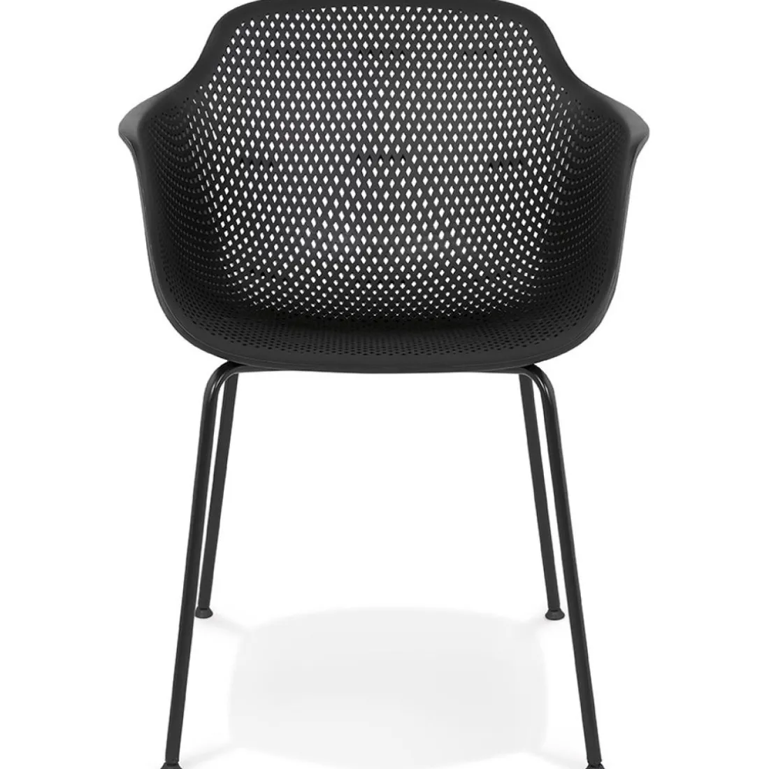 Chaise avec accoudoirs perforée 'DRAK' noire