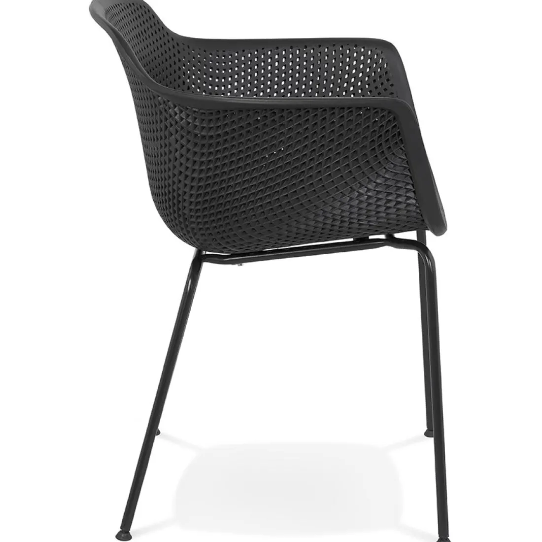 Chaise avec accoudoirs perforée 'DRAK' noire