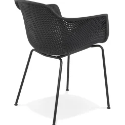 Chaise avec accoudoirs perforée 'DRAK' noire