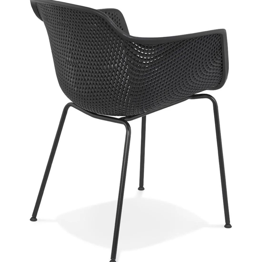 Chaise avec accoudoirs perforée 'DRAK' noire